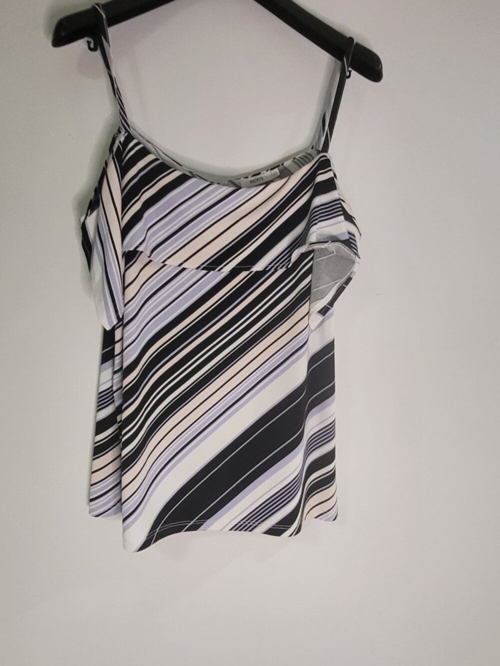 Ricki’s Women’s Striped Sleeveless Blouse Size Large Black White Purple